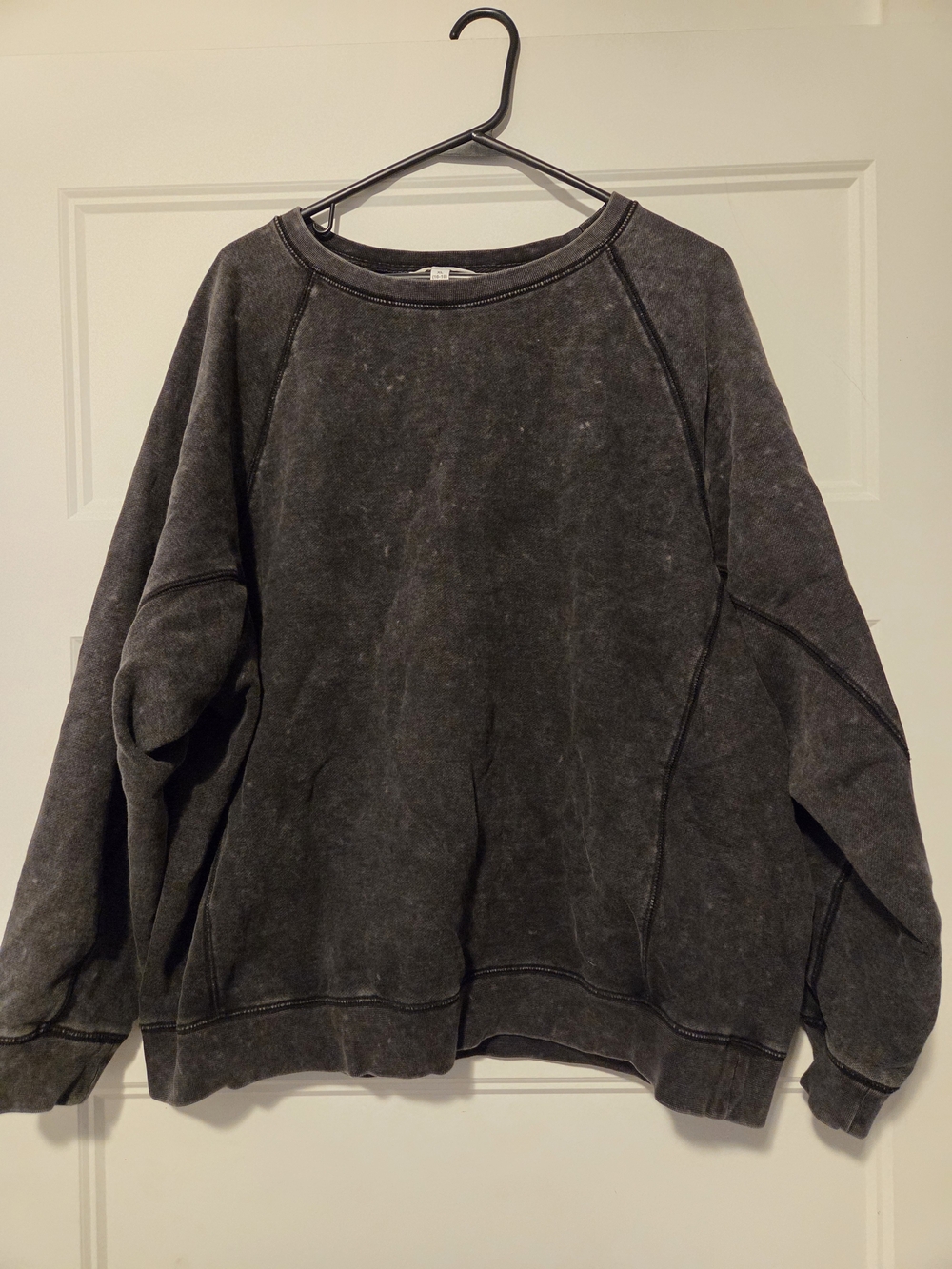 Womens Acid Washed Black Crewneck Sweatshirt